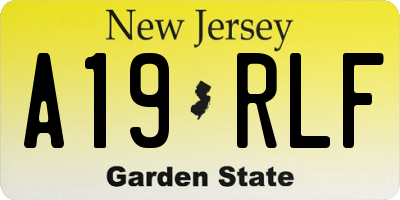 NJ license plate A19RLF