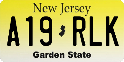 NJ license plate A19RLK