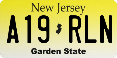NJ license plate A19RLN