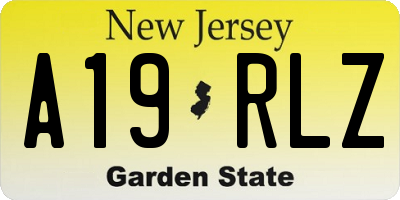 NJ license plate A19RLZ