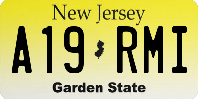 NJ license plate A19RMI