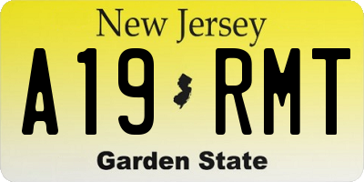 NJ license plate A19RMT