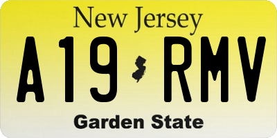 NJ license plate A19RMV