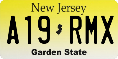 NJ license plate A19RMX