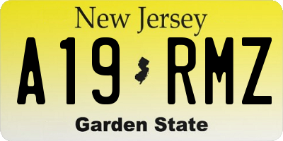NJ license plate A19RMZ