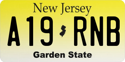 NJ license plate A19RNB