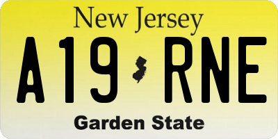 NJ license plate A19RNE