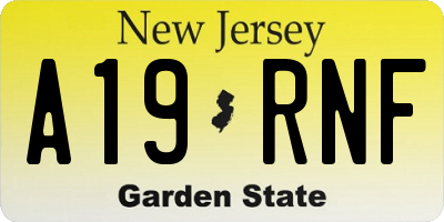 NJ license plate A19RNF
