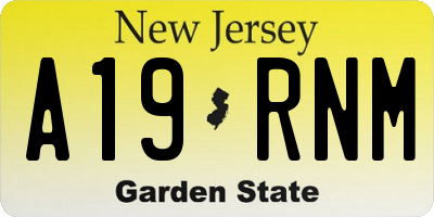 NJ license plate A19RNM