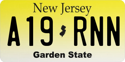 NJ license plate A19RNN