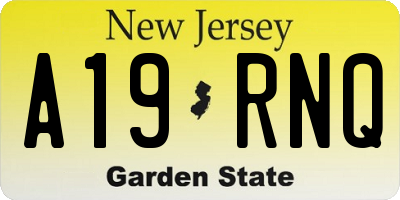 NJ license plate A19RNQ