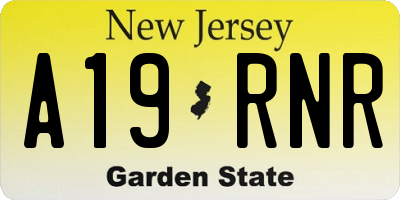 NJ license plate A19RNR