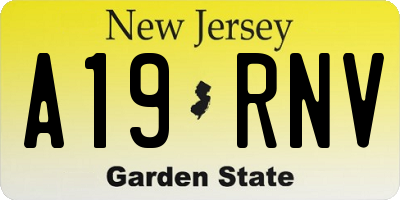 NJ license plate A19RNV