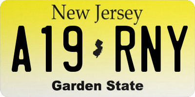 NJ license plate A19RNY