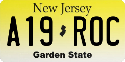 NJ license plate A19ROC