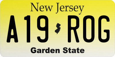NJ license plate A19ROG