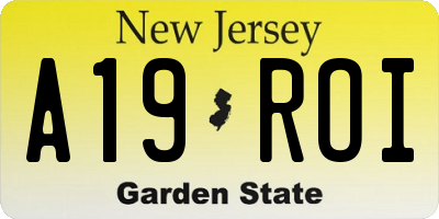 NJ license plate A19ROI