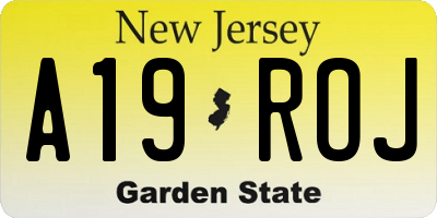 NJ license plate A19ROJ