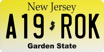 NJ license plate A19ROK