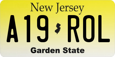 NJ license plate A19ROL