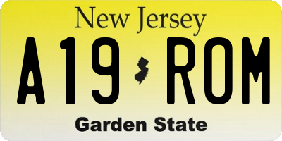 NJ license plate A19ROM