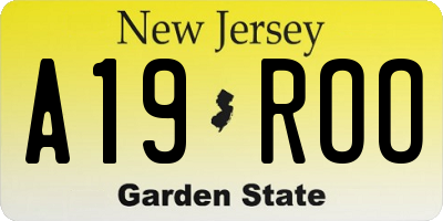 NJ license plate A19ROO