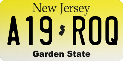 NJ license plate A19ROQ