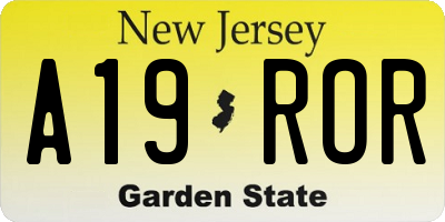 NJ license plate A19ROR