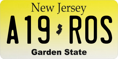 NJ license plate A19ROS