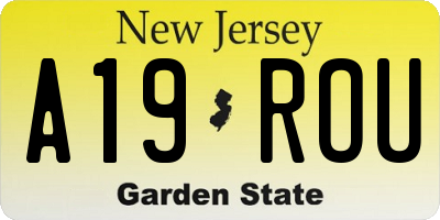 NJ license plate A19ROU