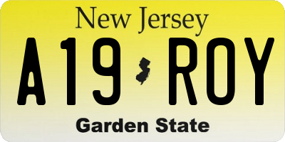 NJ license plate A19ROY