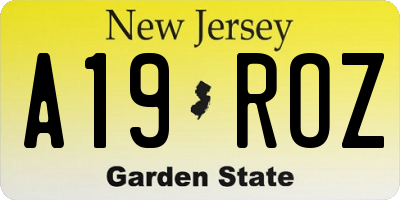 NJ license plate A19ROZ