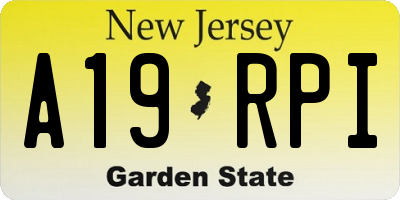NJ license plate A19RPI