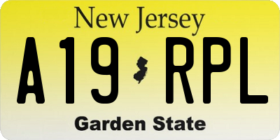 NJ license plate A19RPL