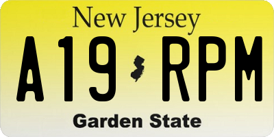 NJ license plate A19RPM
