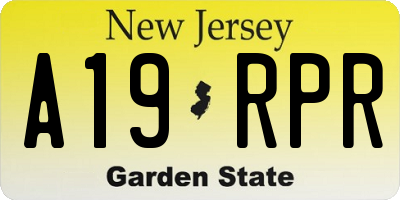 NJ license plate A19RPR