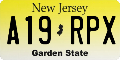 NJ license plate A19RPX