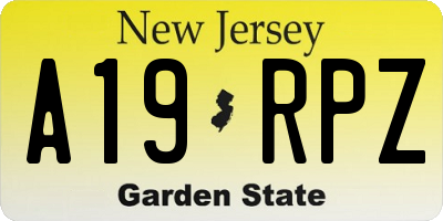 NJ license plate A19RPZ