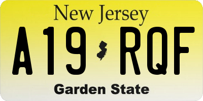 NJ license plate A19RQF