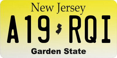 NJ license plate A19RQI