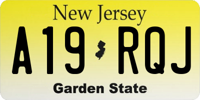 NJ license plate A19RQJ