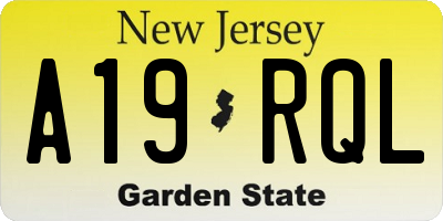 NJ license plate A19RQL