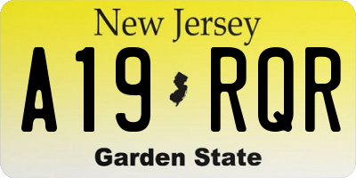 NJ license plate A19RQR