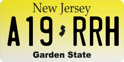 NJ license plate A19RRH