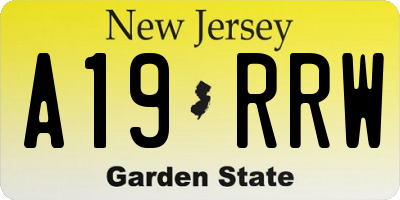 NJ license plate A19RRW
