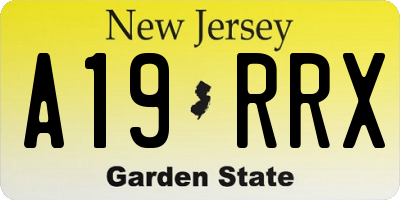 NJ license plate A19RRX
