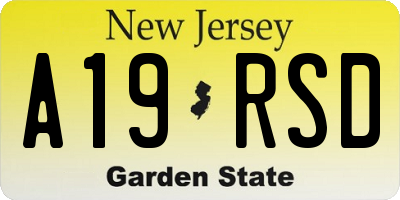 NJ license plate A19RSD