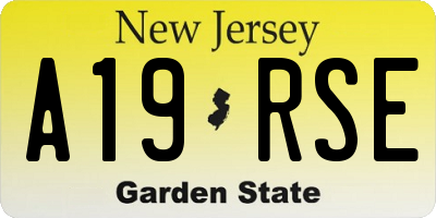 NJ license plate A19RSE