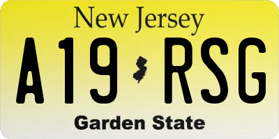 NJ license plate A19RSG