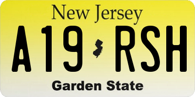 NJ license plate A19RSH